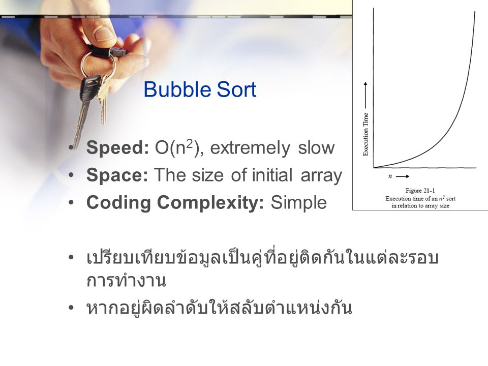 Bubble Sort Speed: O(n2), extremely slow