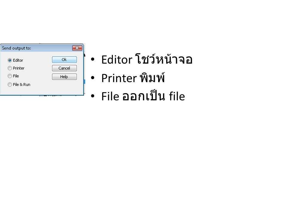 Editor โชว์หน้าจอ Printer พิมพ์ File ออกเป็น file