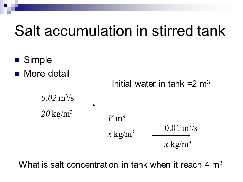 Salt accumulation in stirred tank