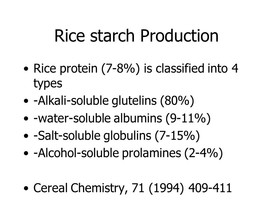 Rice starch Production