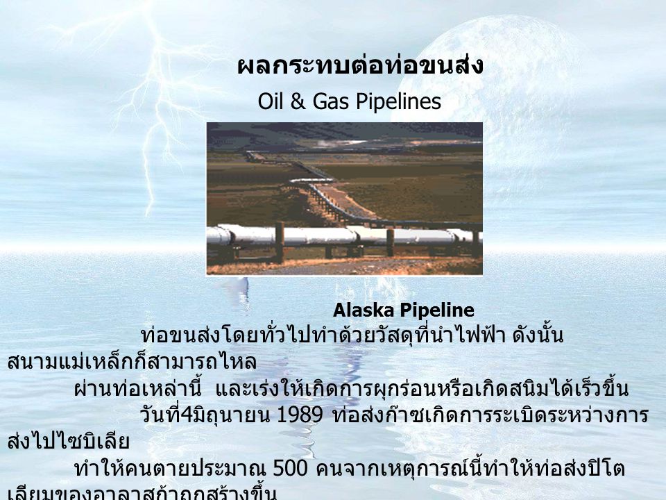ผลกระทบต่อท่อขนส่ง Oil & Gas Pipelines