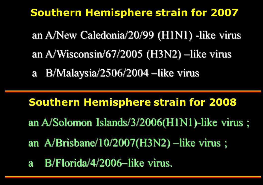 Southern Hemisphere strain for 2008