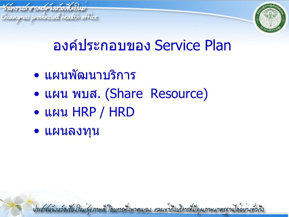 องค์ประกอบของ Service Plan