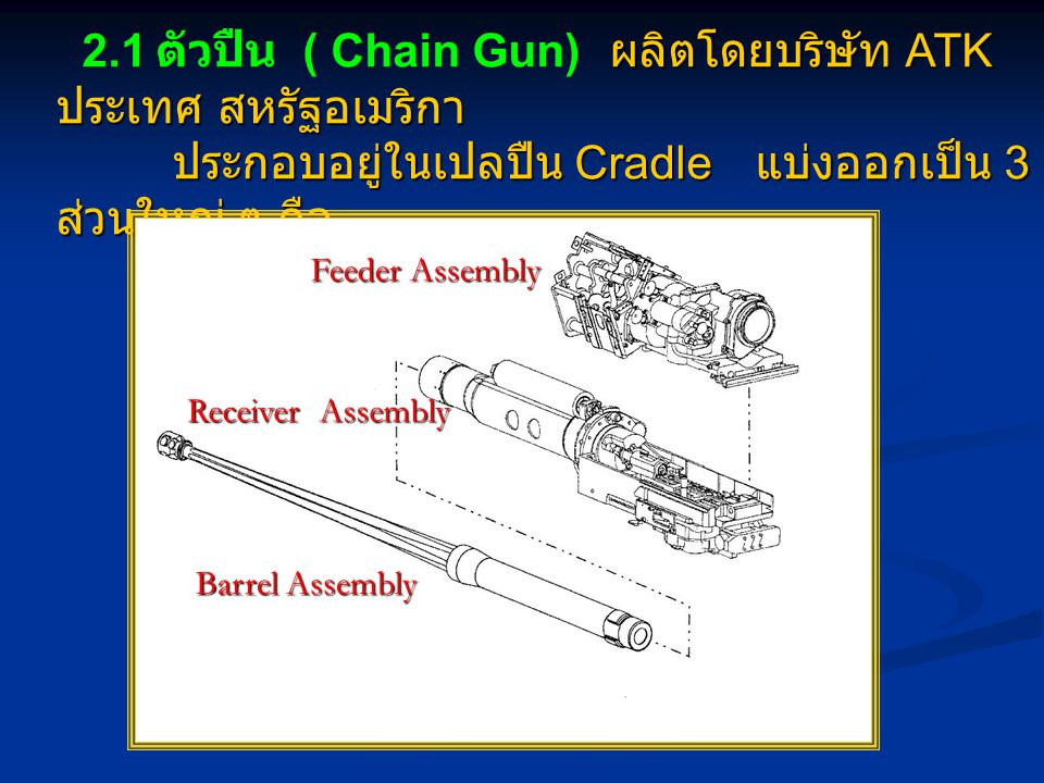 2.1 ตัวปืน ( Chain Gun) ผลิตโดยบริษัท ATK ประเทศ สหรัฐอเมริกา