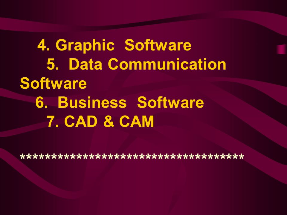 5. Data Communication Software 7. CAD & CAM