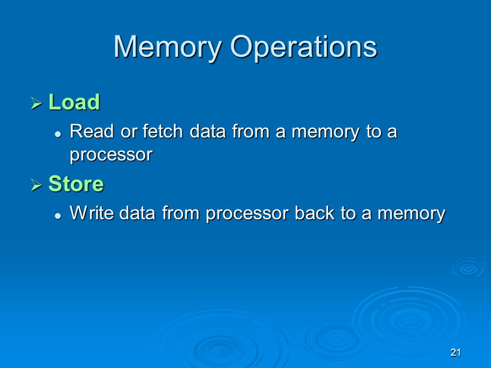 Memory Operations Load Store