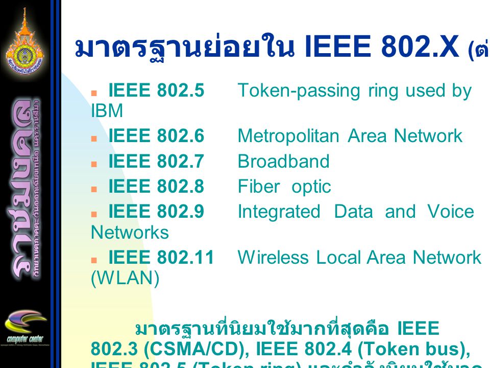 มาตรฐานย่อยใน IEEE 802.X (ต่อ)