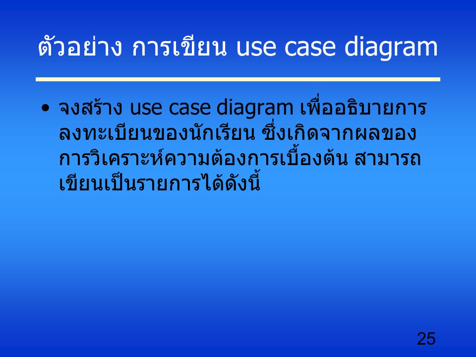 ตัวอย่าง การเขียน use case diagram
