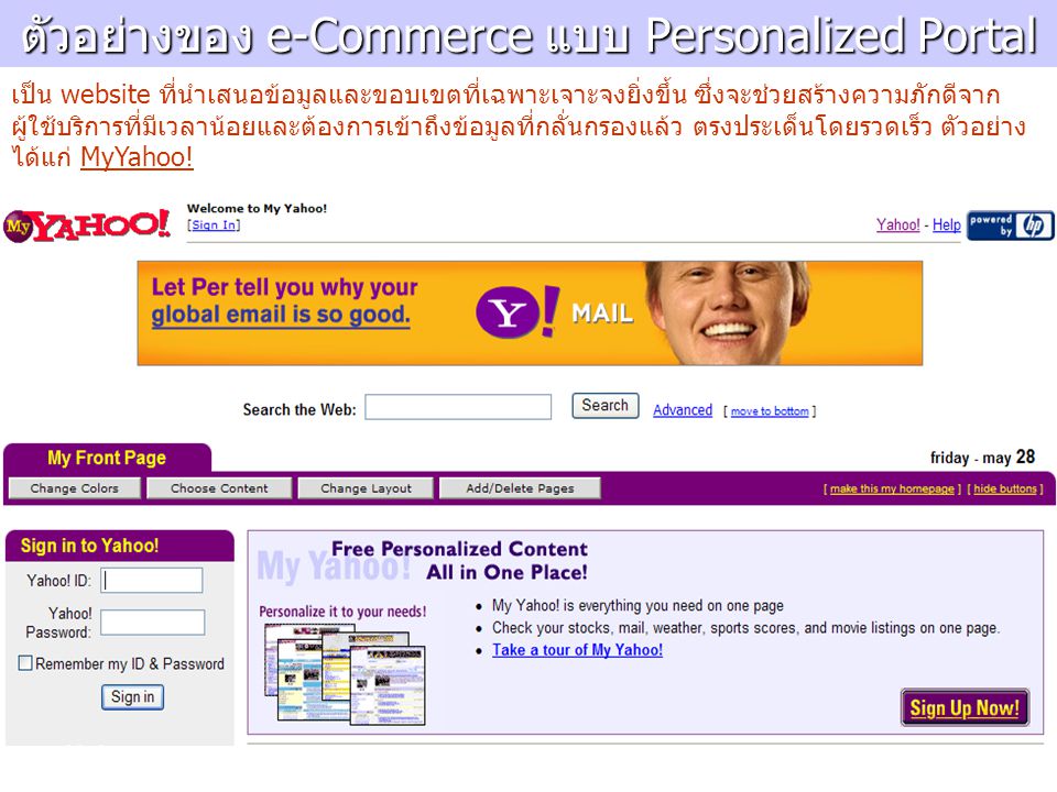 ตัวอย่างของ e-Commerce แบบ Personalized Portal