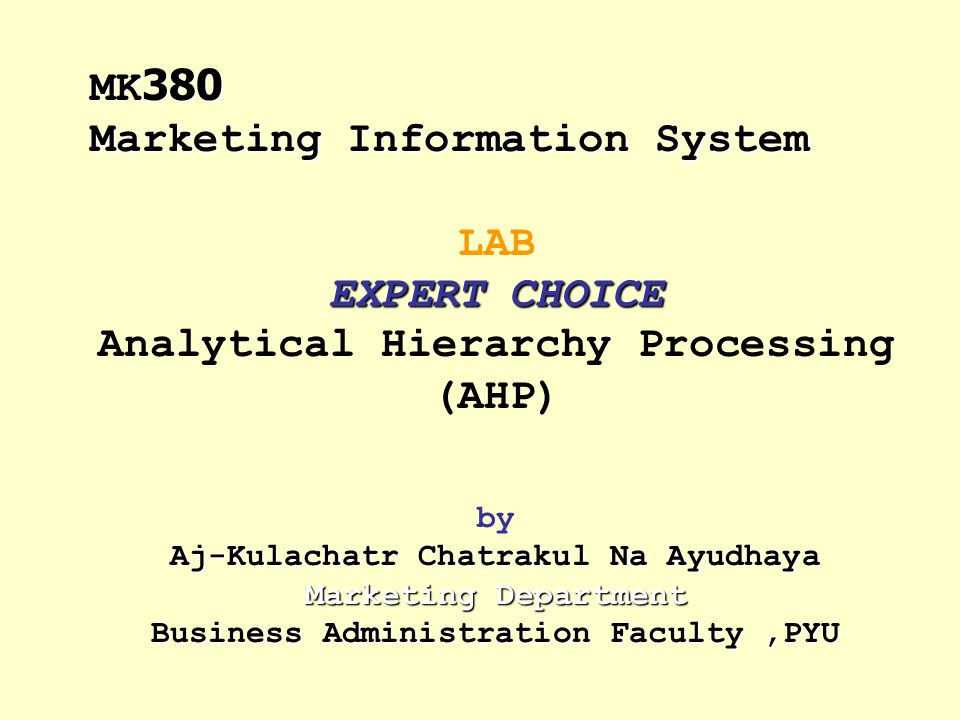 MK380 Marketing Information System