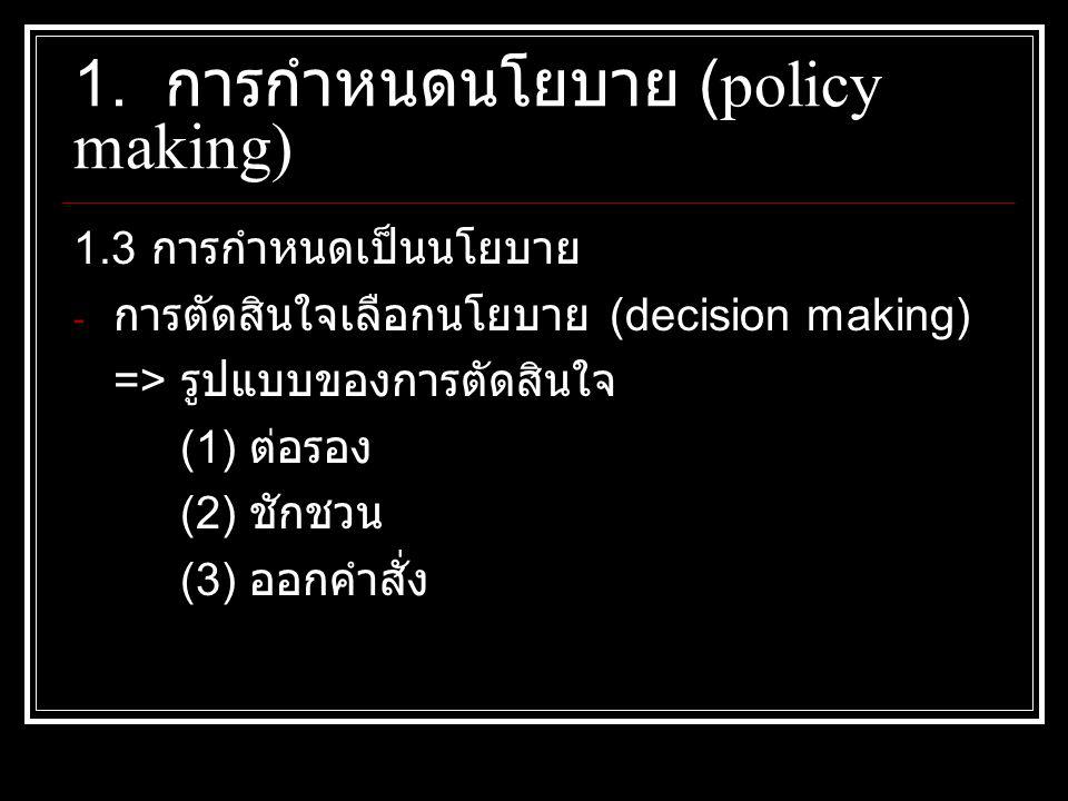 1. การกำหนดนโยบาย (policy making)