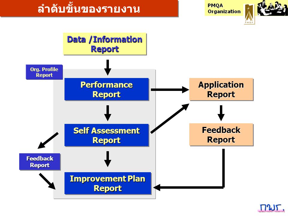 ลำดับขั้นของรายงาน Data /Information Report Performance Report