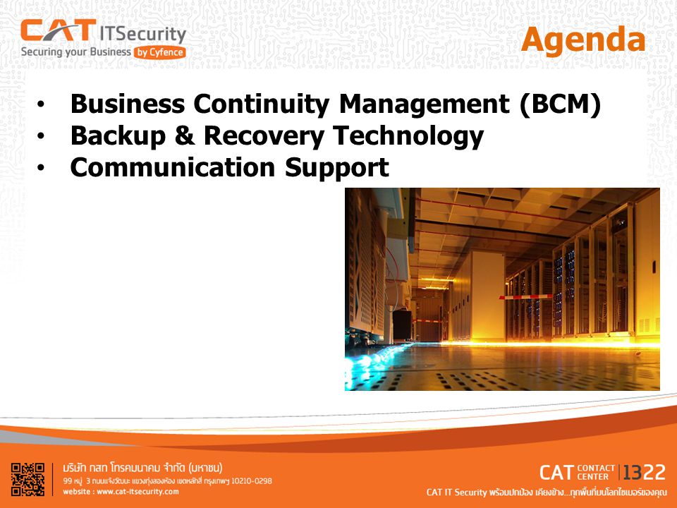 Agenda Business Continuity Management (BCM)