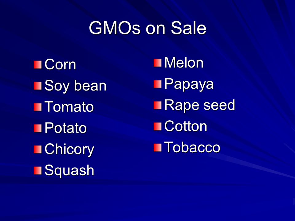 GMOs on Sale Melon Corn Papaya Soy bean Rape seed Tomato Cotton Potato