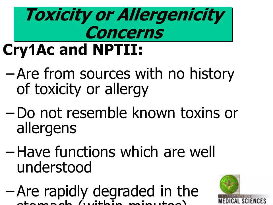 Toxicity or Allergenicity Concerns