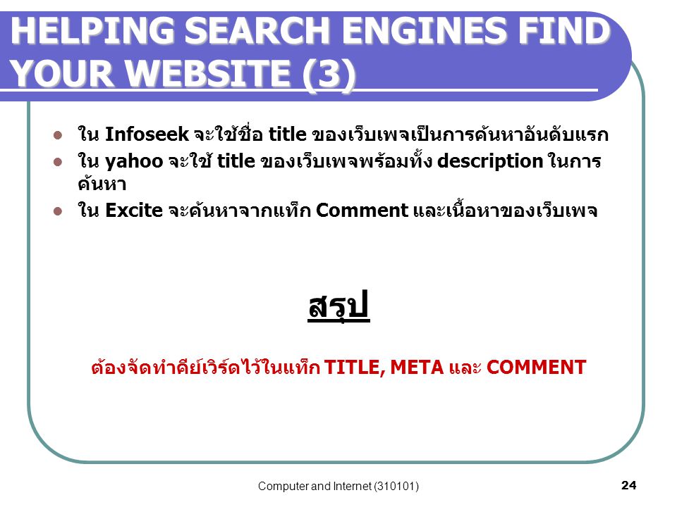 HELPING SEARCH ENGINES FIND YOUR WEBSITE (3)