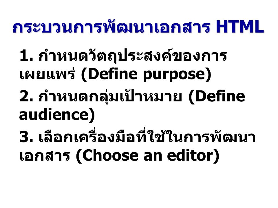 กระบวนการพัฒนาเอกสาร HTML