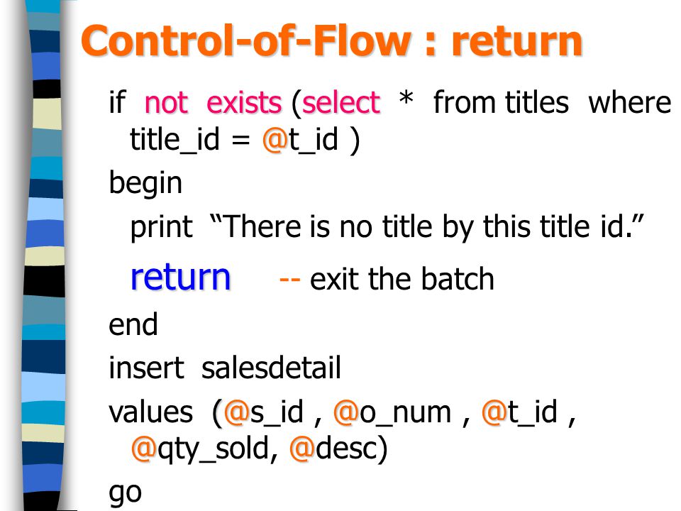 Control-of-Flow : return