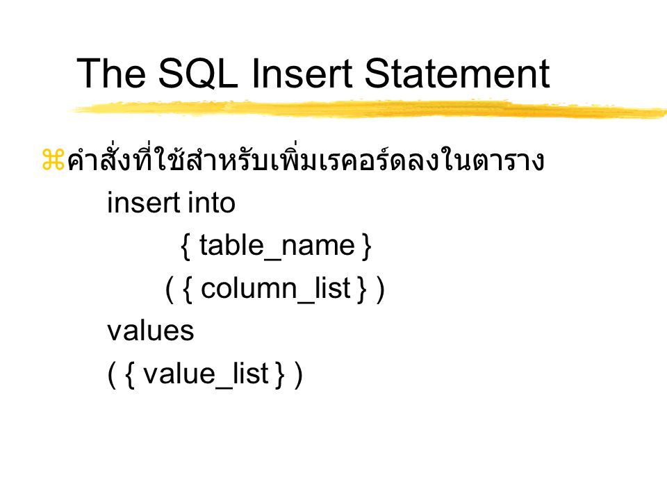 The SQL Insert Statement