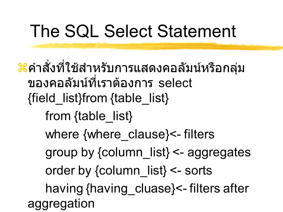 The SQL Select Statement