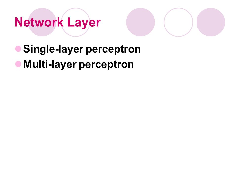 Network Layer Single-layer perceptron Multi-layer perceptron