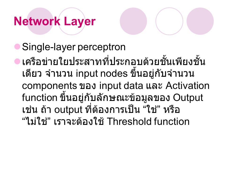 Network Layer Single-layer perceptron
