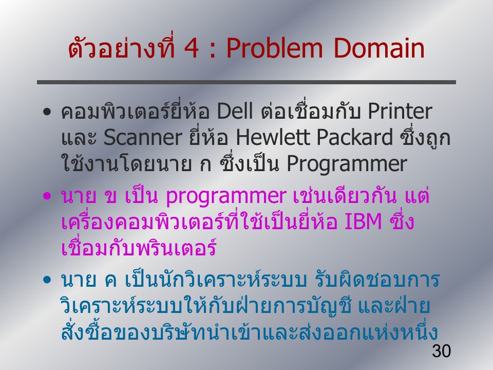 ตัวอย่างที่ 4 : Problem Domain