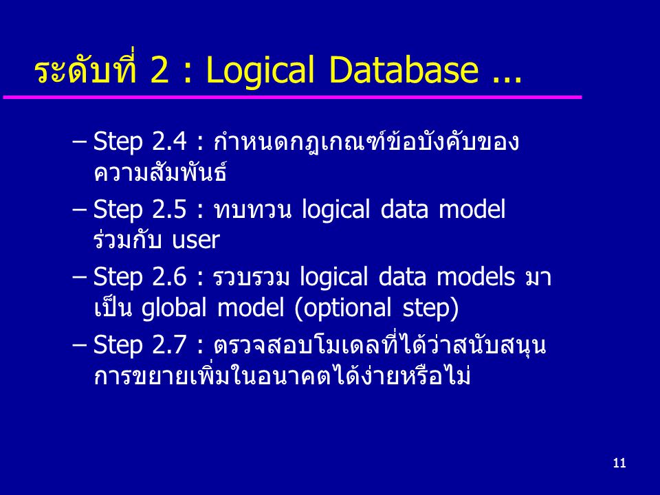 ระดับที่ 2 : Logical Database ...