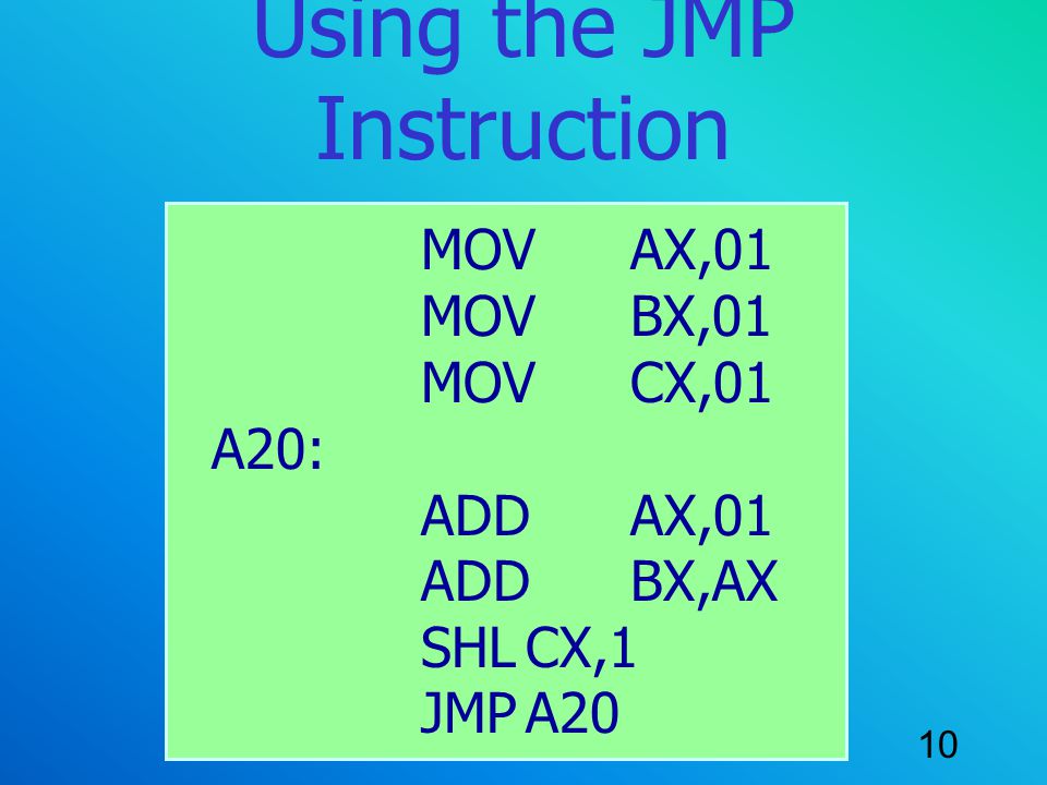 Using the JMP Instruction