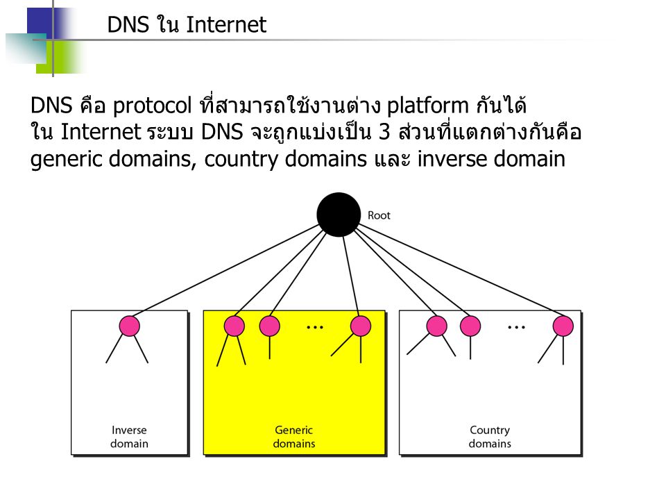 DNS ใน Internet DNS คือ protocol ที่สามารถใช้งานต่าง platform กันได้