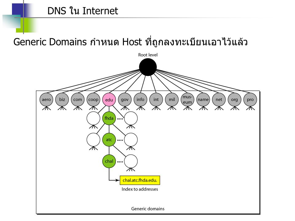 DNS ใน Internet Generic Domains กำหนด Host ที่ถูกลงทะเบียนเอาไว้แล้ว