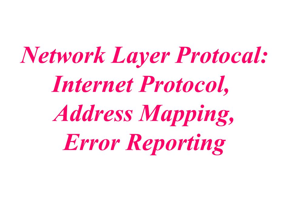 Network Layer Protocal: