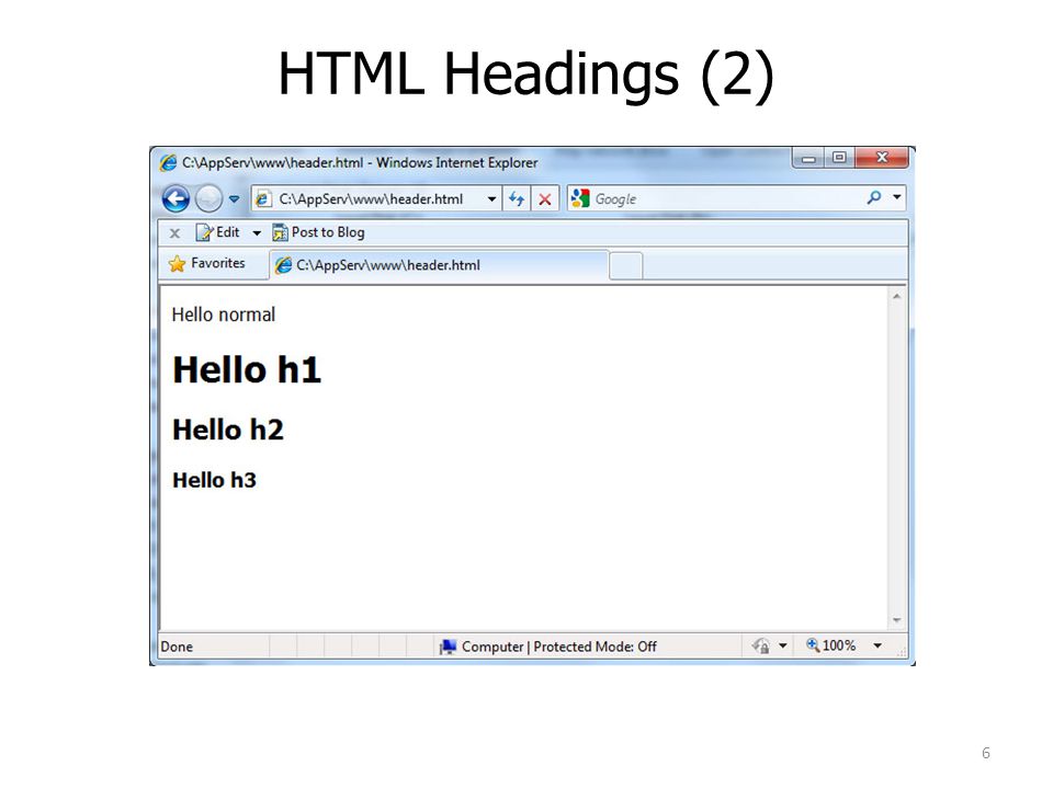 HTML Headings (2)