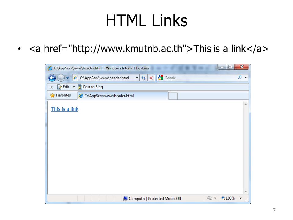 HTML Links <a href=   >This is a link</a>