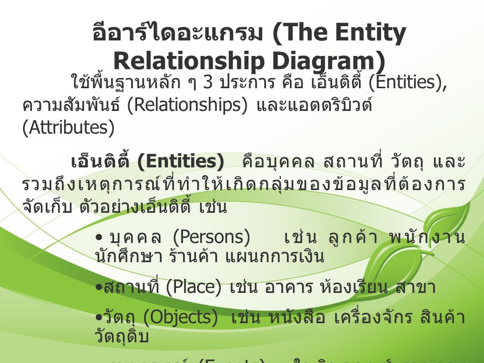 อีอาร์ไดอะแกรม (The Entity Relationship Diagram)
