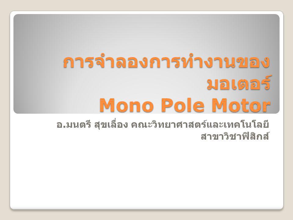 การจำลองการทำงานของมอเตอร์ Mono Pole Motor