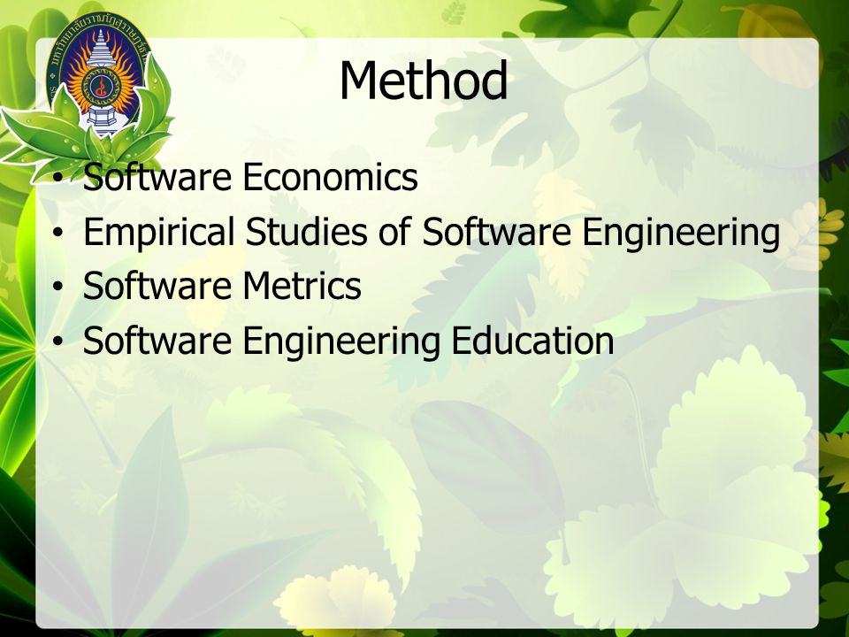 Method Software Economics Empirical Studies of Software Engineering