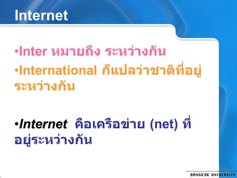 Internet Inter หมายถึง ระหว่างกัน