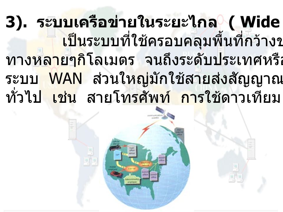 3). ระบบเครือข่ายในระยะไกล ( Wide Area Network : WAN )