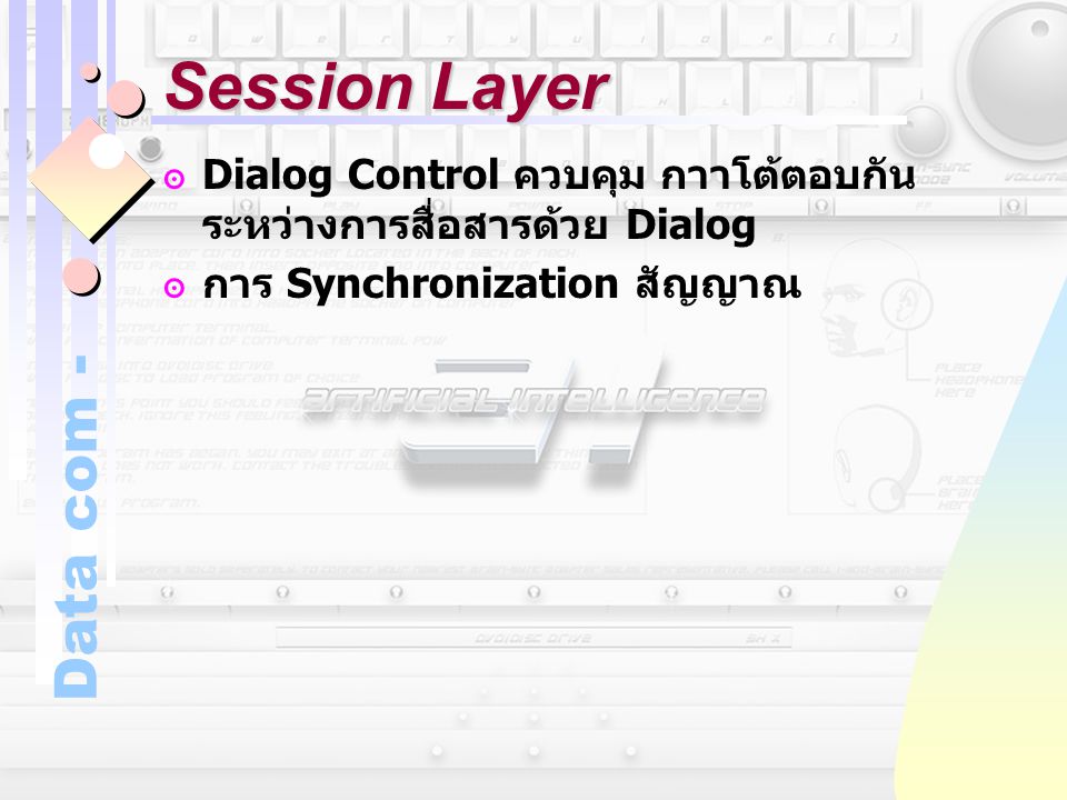 Session Layer Dialog Control ควบคุม กาาโต้ตอบกันระหว่างการสื่อสารด้วย Dialog.
