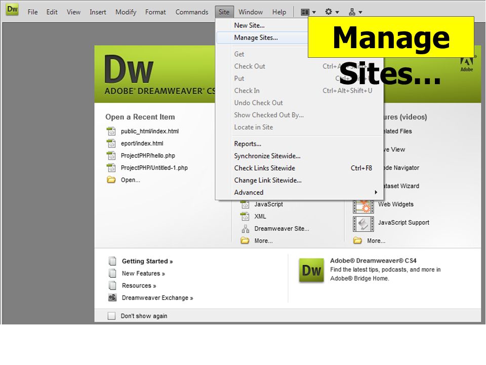 Manage Sites…