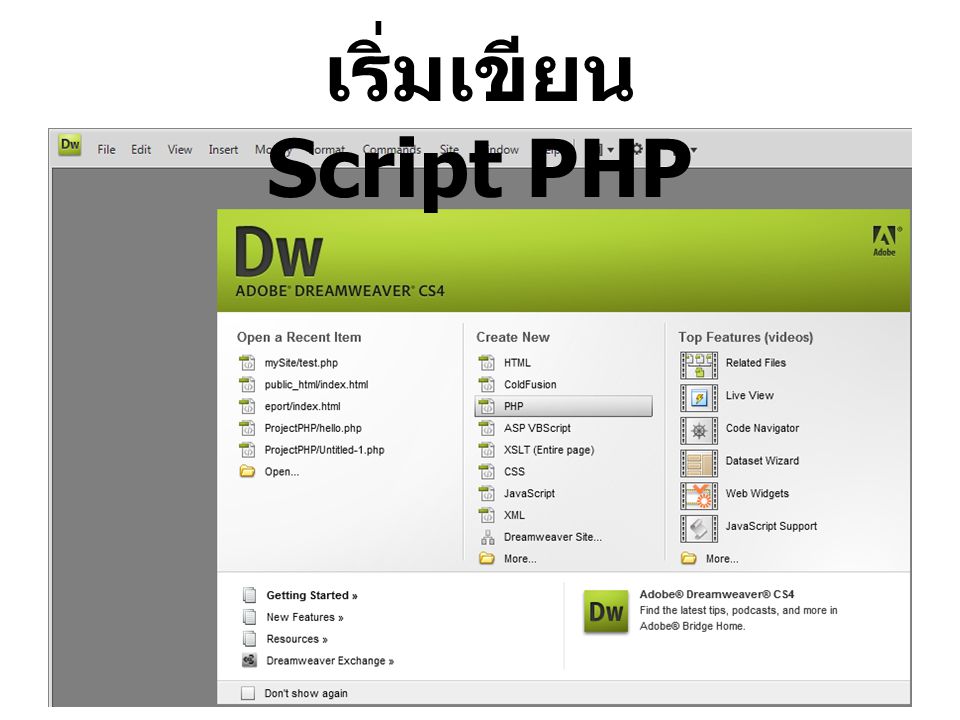 เริ่มเขียน Script PHP