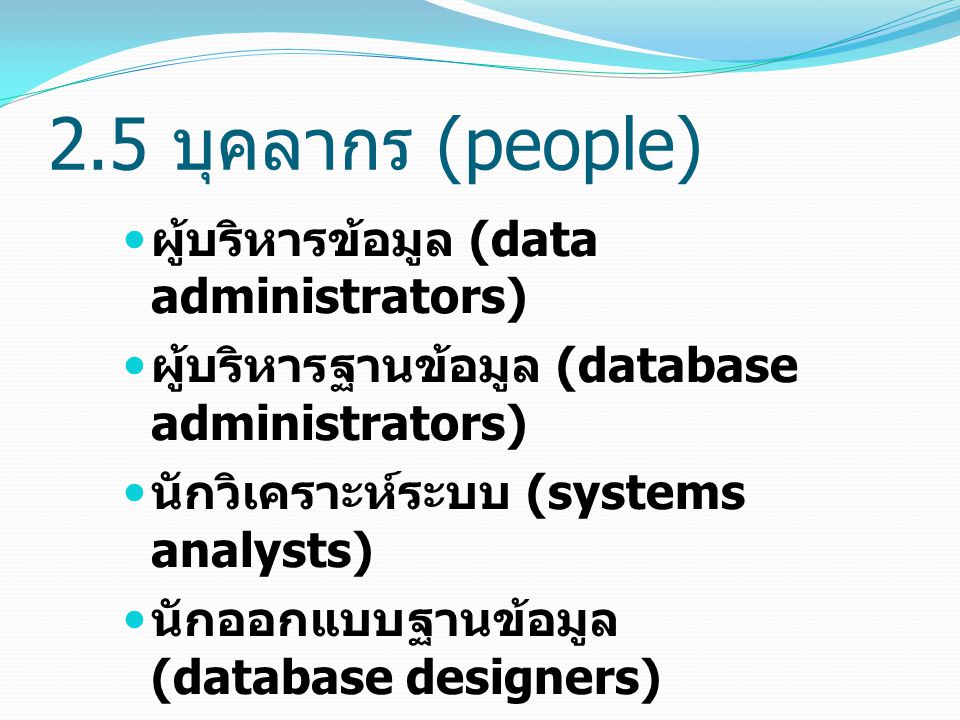 2.5 บุคลากร (people) ผู้บริหารข้อมูล (data administrators)