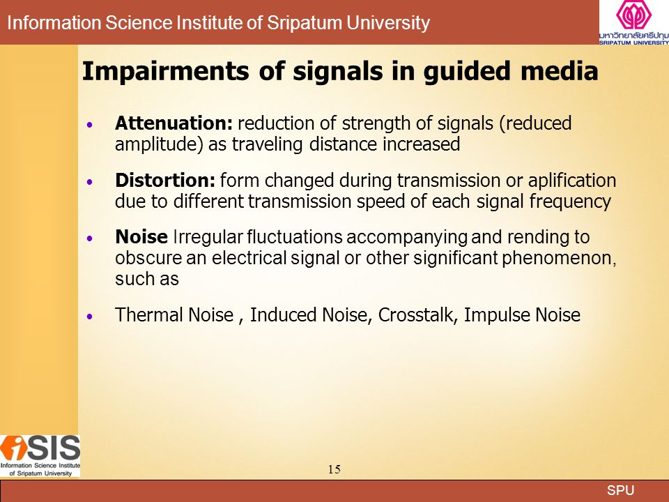 Impairments of signals in guided media