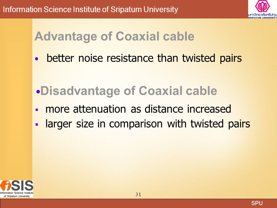 Advantage of Coaxial cable