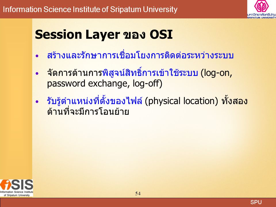 Session Layer ของ OSI สร้างและรักษาการเชื่อมโยงการติดต่อระหว่างระบบ