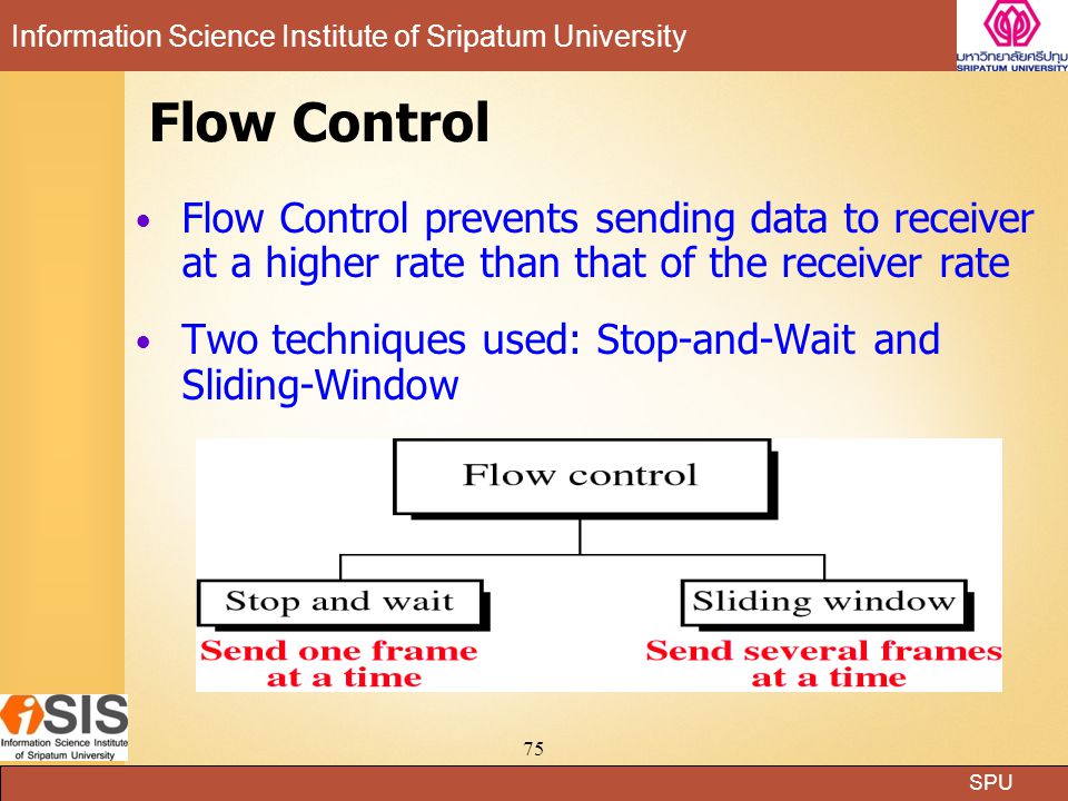 Flow Control Flow Control prevents sending data to receiver at a higher rate than that of the receiver rate.