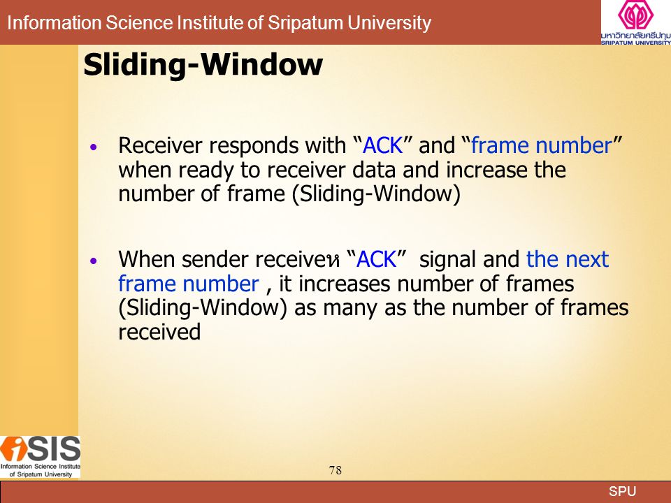 Sliding-Window Receiver responds with ACK and frame number when ready to receiver data and increase the number of frame (Sliding-Window)