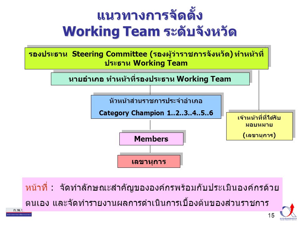 แนวทางการจัดตั้ง Working Team ระดับจังหวัด