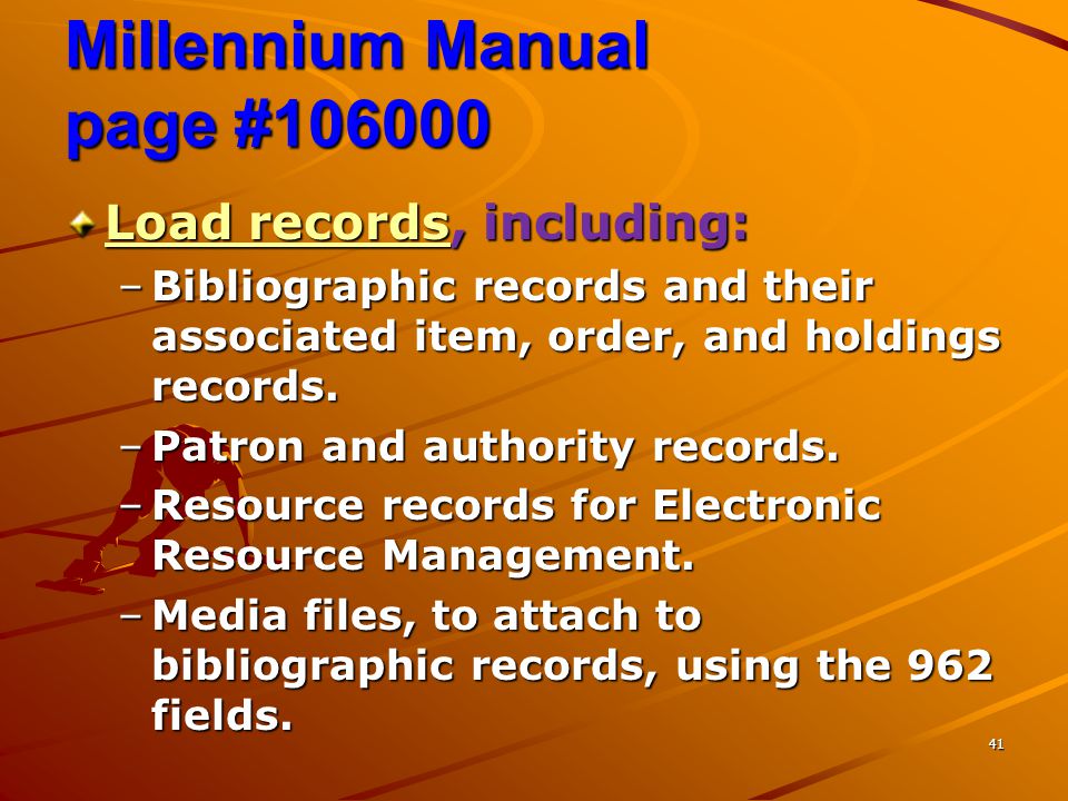 Millennium Manual page #106000